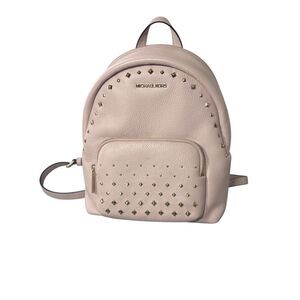Michael Kors Medium Studded Pebbled Leather Backpack powder blush ballet pink